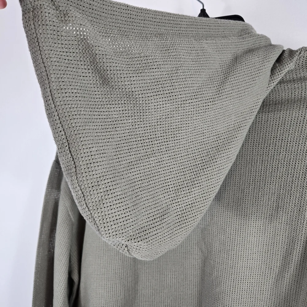 PINK Victoria's Secret Mesh Olive Army Green Athletic Hoodie Crop Top Size Large - Picture 10 of 12